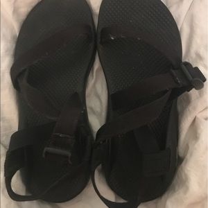 Black single strapped chacos